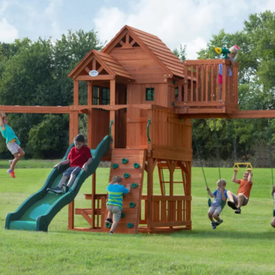 Parque Infantil de Madera de Cedro con Tobogán y Columpios  Skyfort
