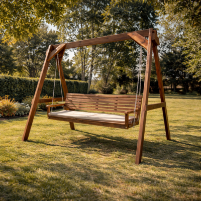 Columpio de Jardín de Madera MB-1 | 3 Plazas | Pino Macizo Tratado