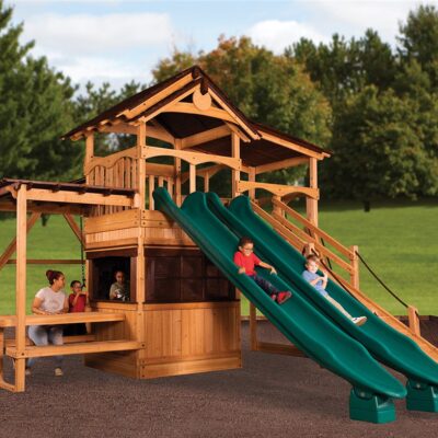 Titan Treehouse XL 4 | Parque de Madera con Doble Tobogán 14ft