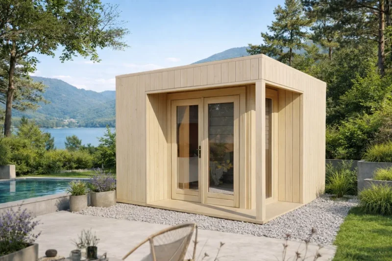 Caseta de madera caseta de madera prado premium l a medida l 9m²-21m² l 45mm