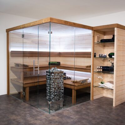 Sauna BlockLine Glass Corner Thermo-Plus