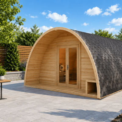 cabaña glamping de madera