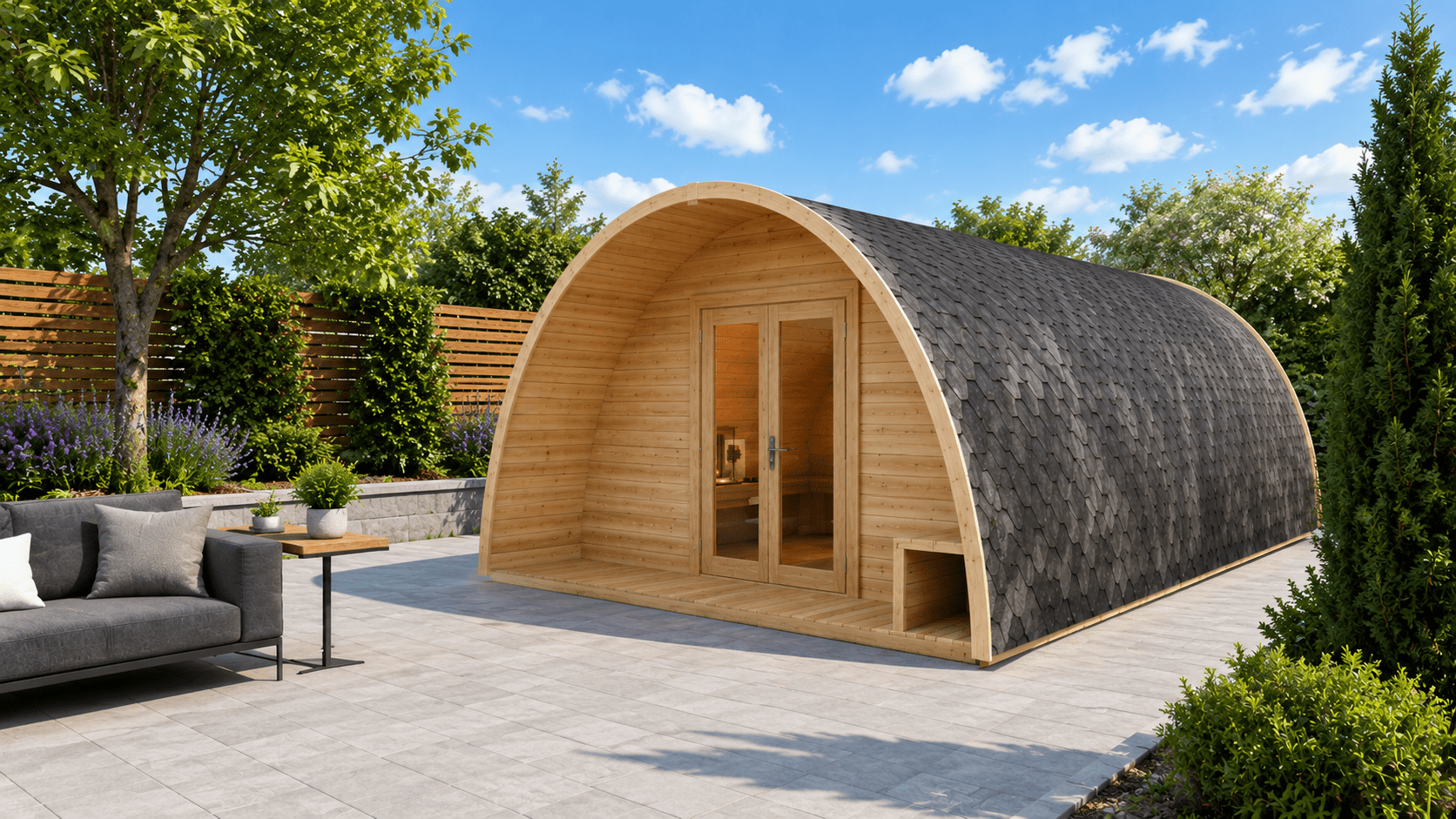 Cabaña glamping de madera