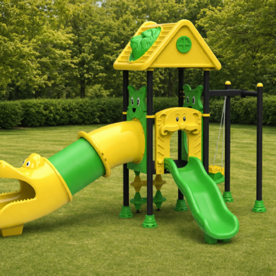 Parque Infantil Cocodrilo PSI-01 | Tobogán de Tubo y Columpio | EN 1176