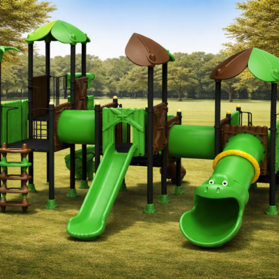 Parque Infantil Selva Verde PSI-23 | Tobogán Cocodrilo y 3 Salidas | EN 1176