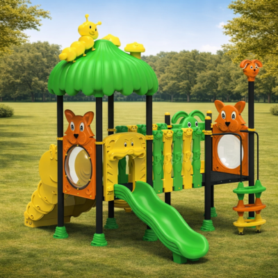 Parque Infantil Animales PSI-02 | Tobogán Doble y Oruga | EN 1176