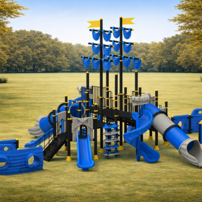 Parque Infantil Barco Pirata PSI-17 | 4 Toboganes y 12m | EN 1176