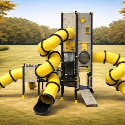 Parque Infantil Castillo PSIN-14 | 3 Toboganes Tubulares y 6m | Profesional