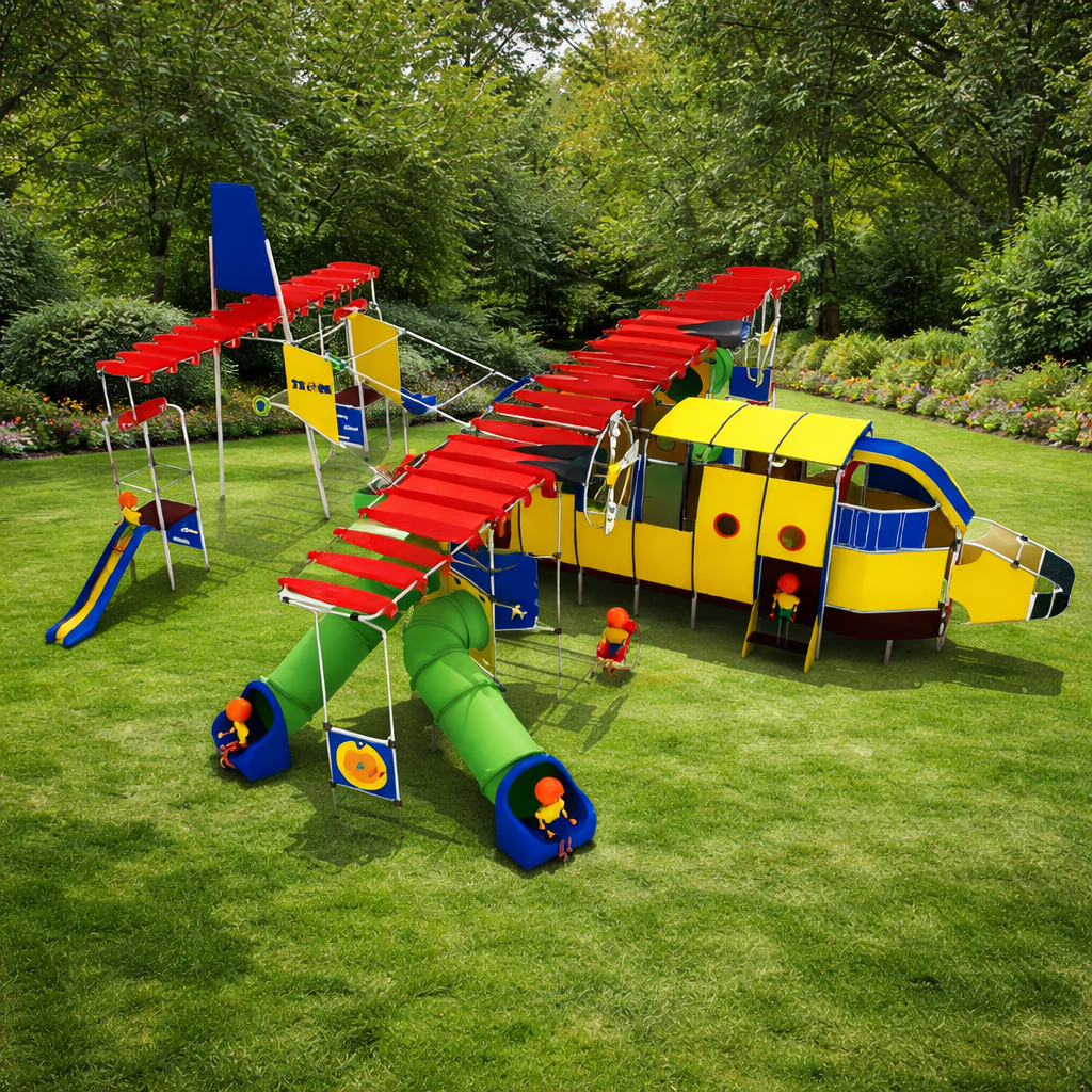 Avión Infantil El Huracán | Parque de Acero Inoxidable y HDPE | Uso Público