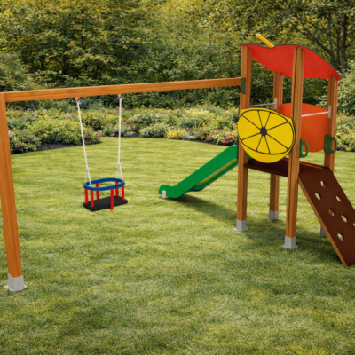 Parque Infantil Baby Apple | Tobogán y Columpio Nido 0-3 años | EN 1176