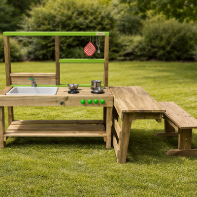 Cocina de Madera Exterior MSA-26 con Mesa y Banco | Montessori