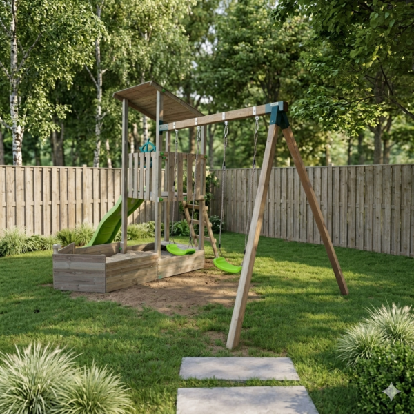 Parque Infantil Barco WoodFort Advance | Madera con Tobogán y Columpios