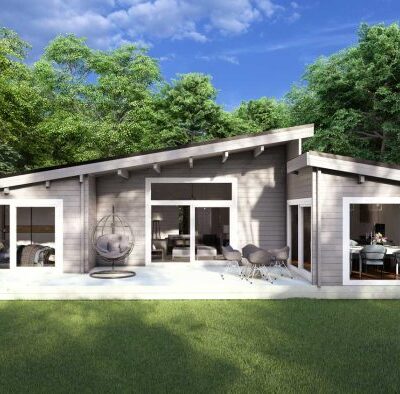 Cabaña Madera 3 Hab (10,7x9,2m)