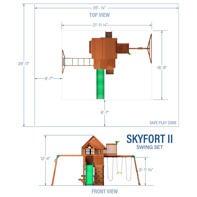 Parque Infantil De Madera Skyfort I L 6,7X5,1M L 34,2M² - Kora Habitat Parque infantil de madera