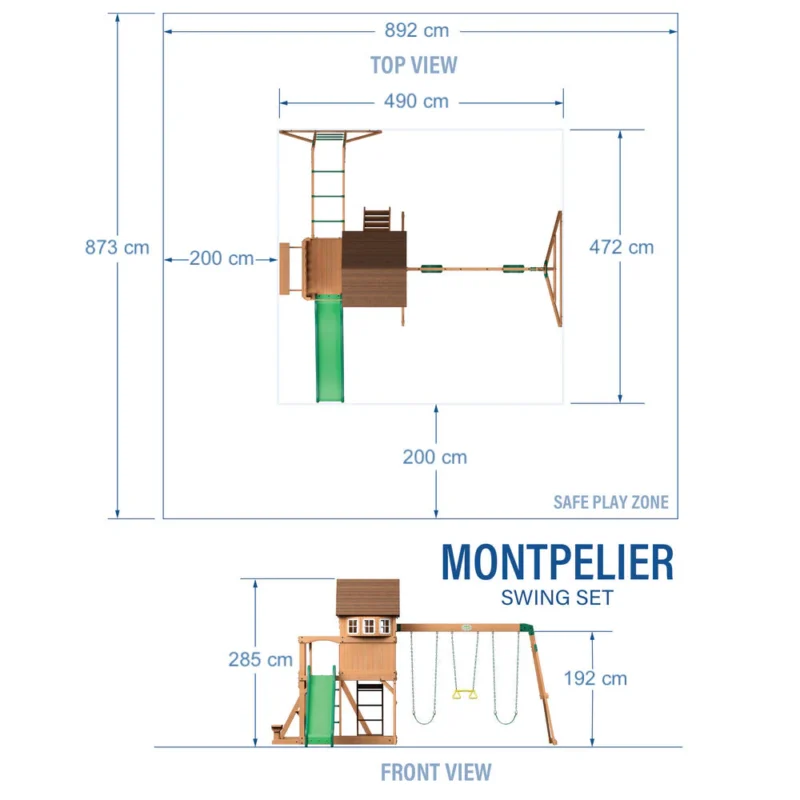 Parque de madera infantil parque infantil de madera montpelier l 4,9x4,3m l 21m²