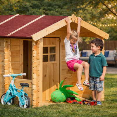 Casita de Madera XL para Niños 130x164 cm | 19mm con Suelo |