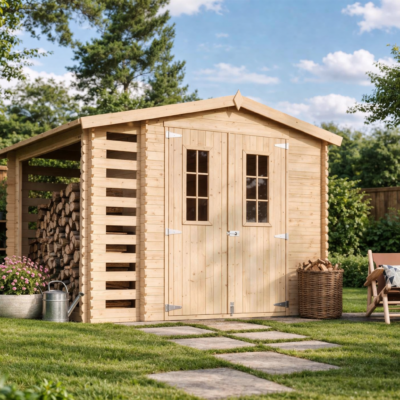 Caseta Madera con Leñero 4.47m² | Nordic Forest XL | TBL-7