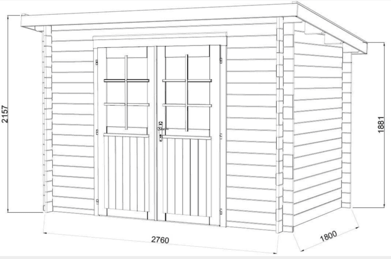 Caseta De Madera Alice L 2,76X1,8M L 4,7M² L 28Mm - Kora Habitat Caseta de madera