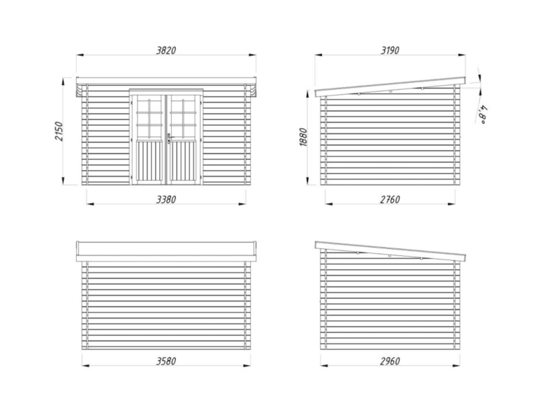 Caseta De Madera Alice L 3,38X2,76M L 9M² L 28Mm - Kora Habitat Caseta de madera