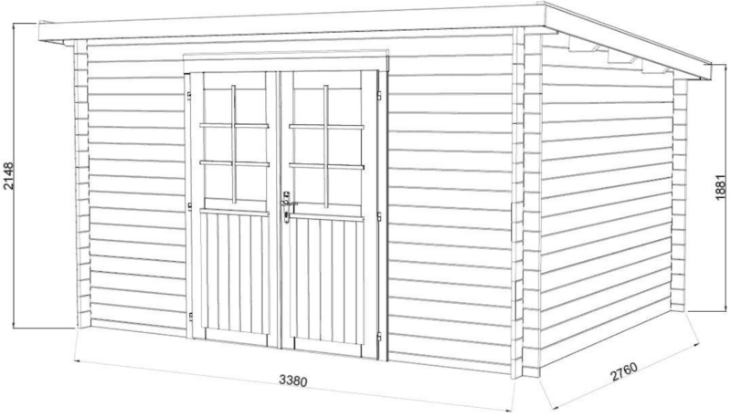 Caseta De Madera Alice L 3,38X2,76M L 9M² L 28Mm - Kora Habitat Caseta de madera