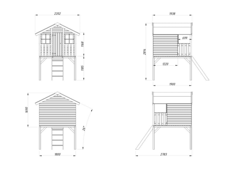Casita De Madera Infantil Toby L 1,8X1,22M L 2M² L 16Mm - Kora Habitat Casita de madera infantil