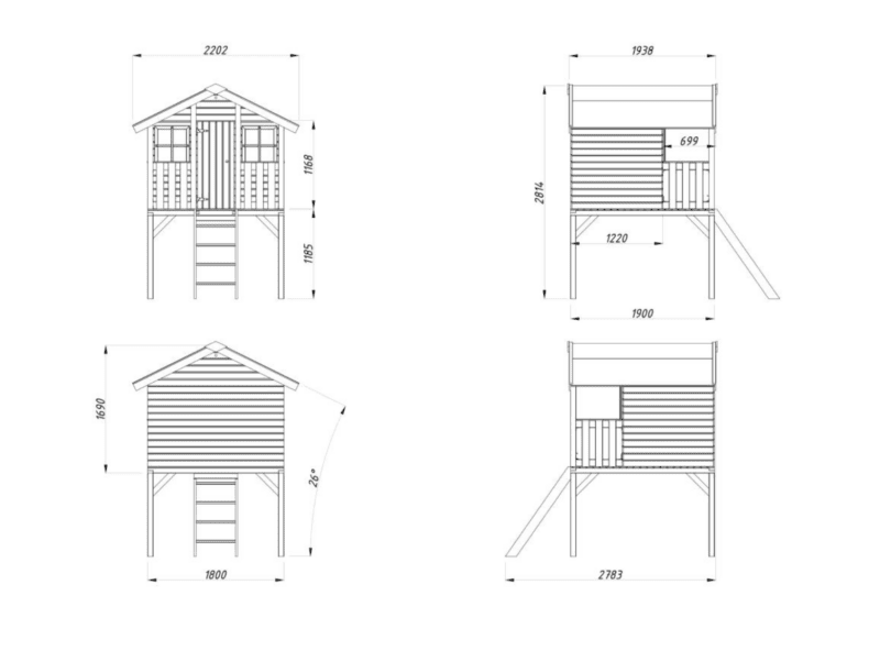 Casita De Madera Infantil Toby L 1,8X1,22M L 2M² L 16Mm - Kora Habitat Casita de madera infantil
