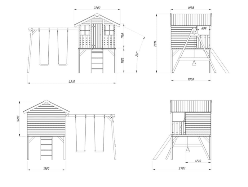 Parque Infantil Toby Set 4,22X2,78 L 2M² L 16Mm - Kora Habitat Parque infantil