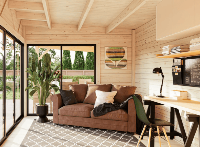 Caseta De Madera Andrea L 8,3X3M L 15,2+7,9M² L 44Mm - Kora Habitat Caseta de madera