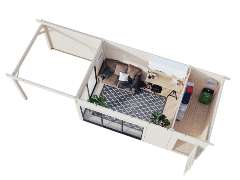 Caseta De Madera Andrea L 8,3X3M L 15,2+7,9M² L 44Mm - Kora Habitat Caseta de madera