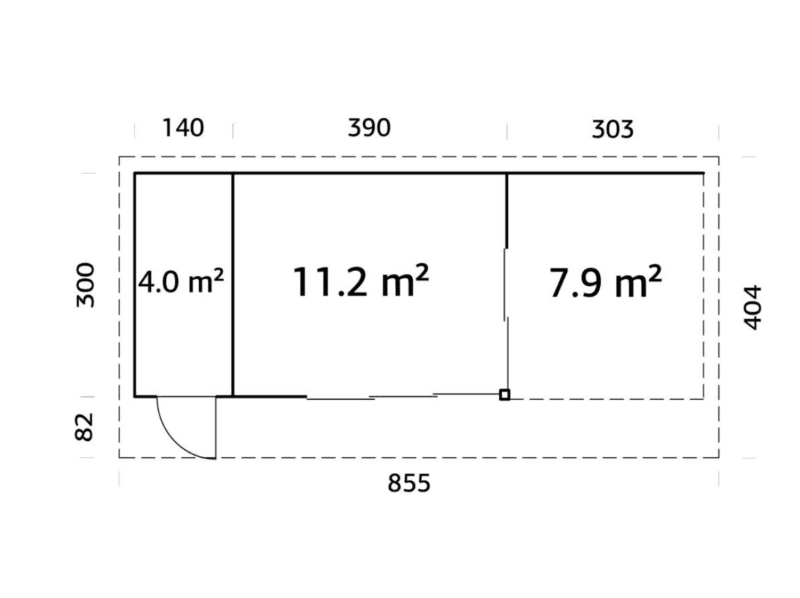 Caseta De Madera Andrea L 8,3X3M L 15,2+7,9M² L 44Mm - Kora Habitat Caseta de madera