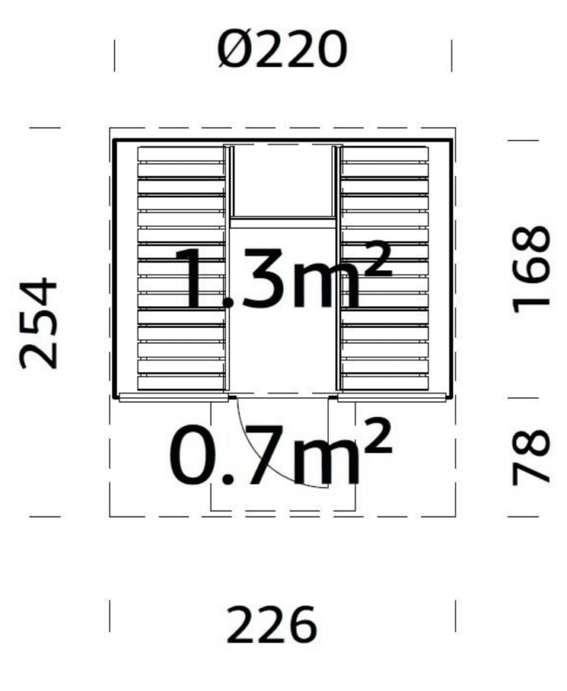 Sauna sauna anita l 2,2x2,5m l 1,3+0,7m² l 42mm