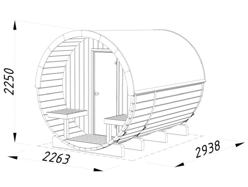 Sauna sauna anita l 2,2x2,9m l 1,6+0,7m² l 42mm