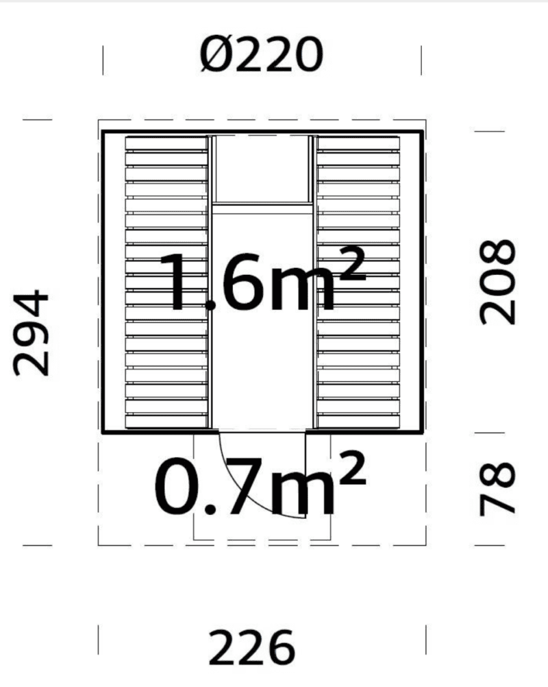 Sauna sauna anita l 2,2x2,9m l 1,6+0,7m² l 42mm