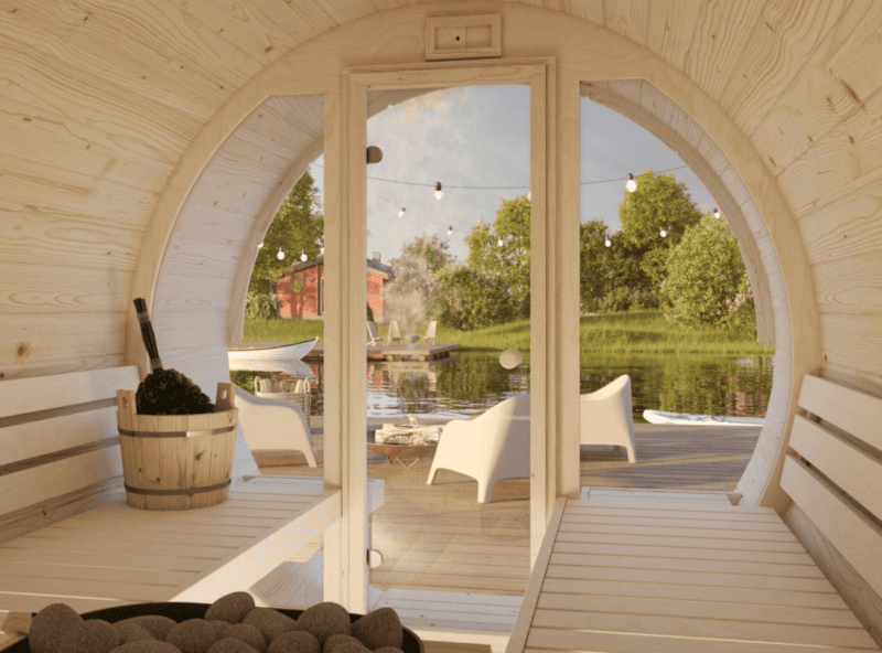 Sauna sauna anita con cristal l 2,2x2,9m l 1,6+0,7m² l 42mm