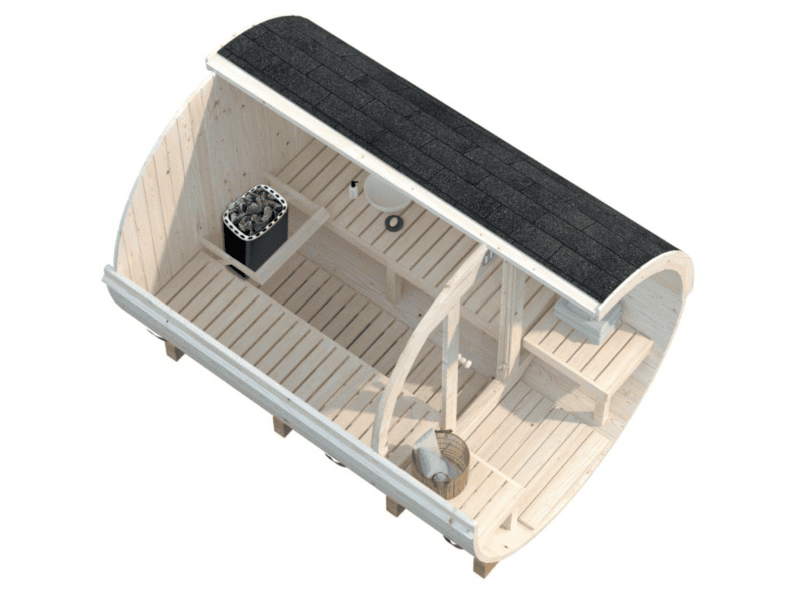 Sauna sauna anita con cristal l 2,2x2,9m l 1,6+0,7m² l 42mm