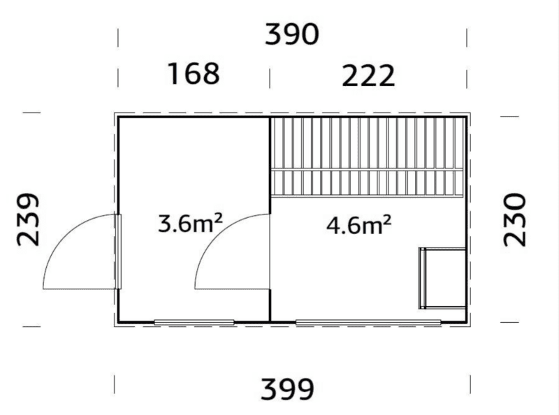 Sauna sauna grace l 3,9x2,3m l 8,2m² l 56mm