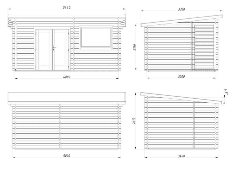 Sauna sauna sanna l 4,8x3,2m l 11,5m² l 44mm