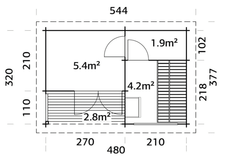 Sauna sauna sanna l 4,8x3,2m l 11,5m² l 44mm