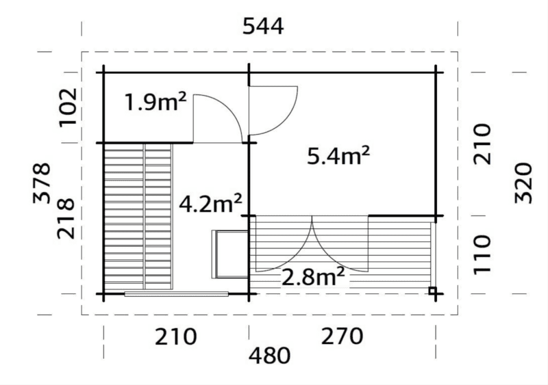 Sauna sauna sanna l 4,8x3,2m l 11,5m² l 44mm
