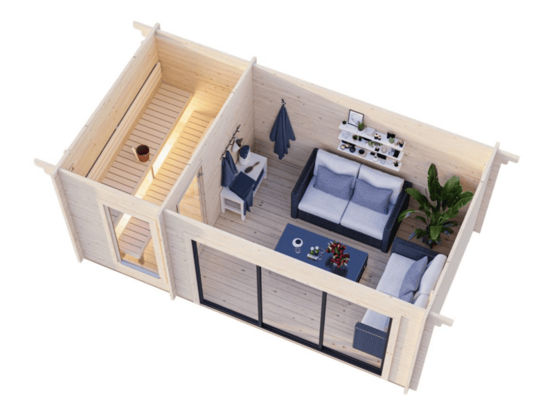 Sauna sauna sanna slide l 5x2,7m l 12,8m² l 44mm