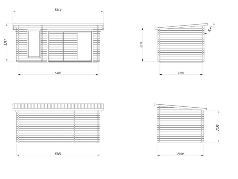 Sauna sauna sanna slide l 5x2,7m l 12,8m² l 44mm