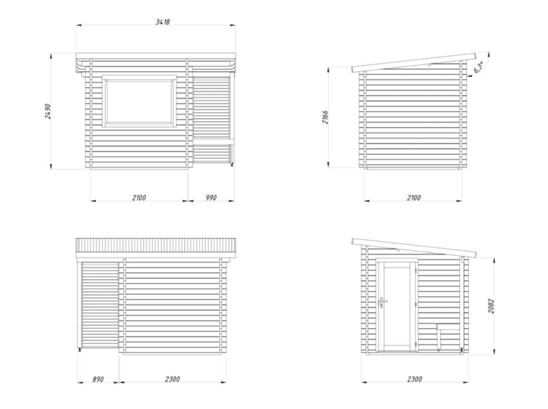 Sauna sauna sanna l 2,10x2,10m l 4,1m² l 44mm