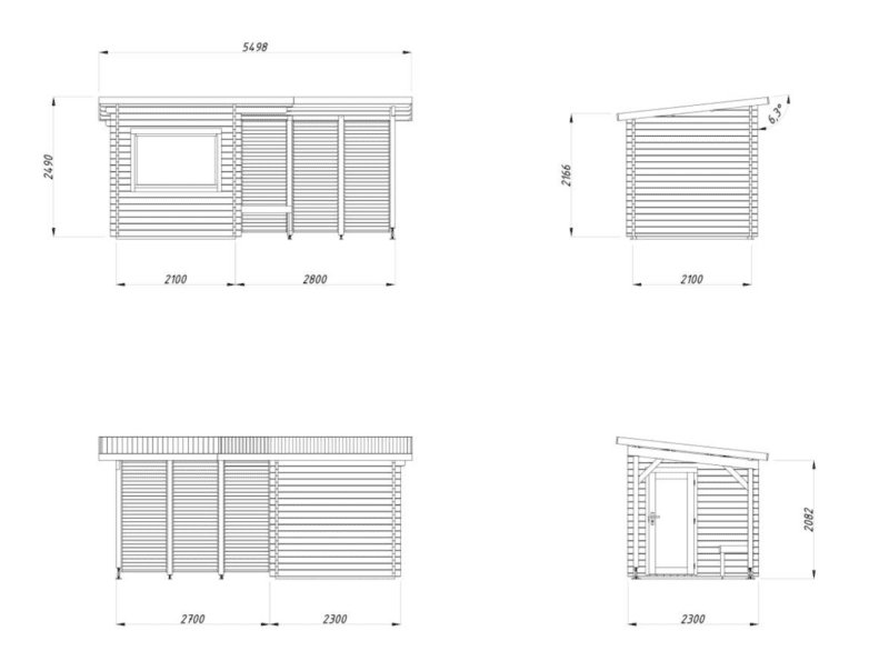 Sauna sauna sanna l 4,9x2,1m l 4,1+5,9m² l 44mm