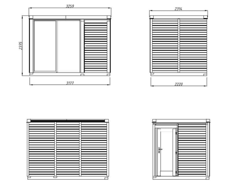 Sauna sauna sarah l 3,2x2,2m l 3,8+2,1m² l 16mm
