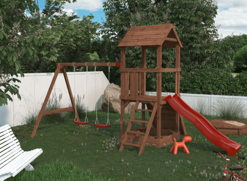 Parque Infantil De Madera Jesper Set 3 L 3,6X3X3,14M L 10,8M² - Kora Habitat Parque infantil de madera parque infantil de madera jesper set 3 l 3,6x3x3,14m l 10,8m²