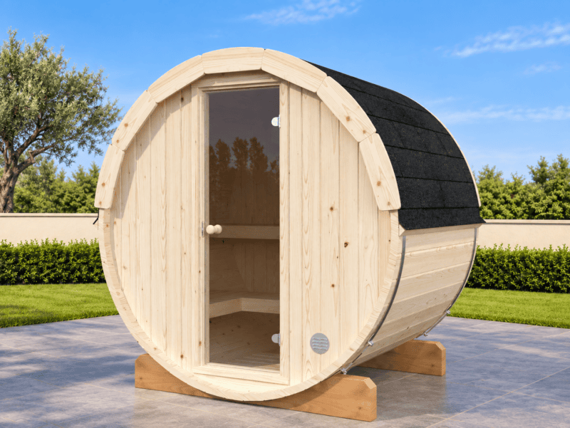 Sauna Anita L 2X1,6M L0,9M² L 42Mm - Kora Habitat Sauna de barril de madera para jardín