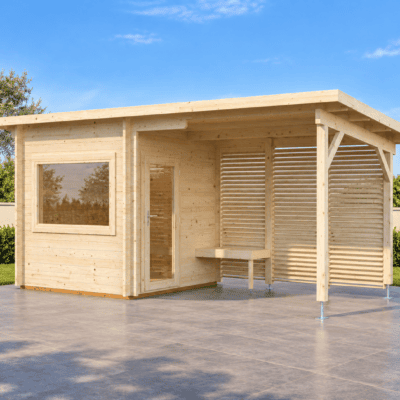 Sauna de madera para jardín mediterráneo
