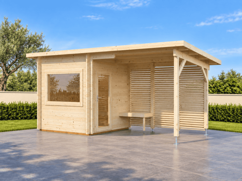Sauna de madera para jardín mediterráneo