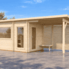Sauna de madera de exterior en jardín